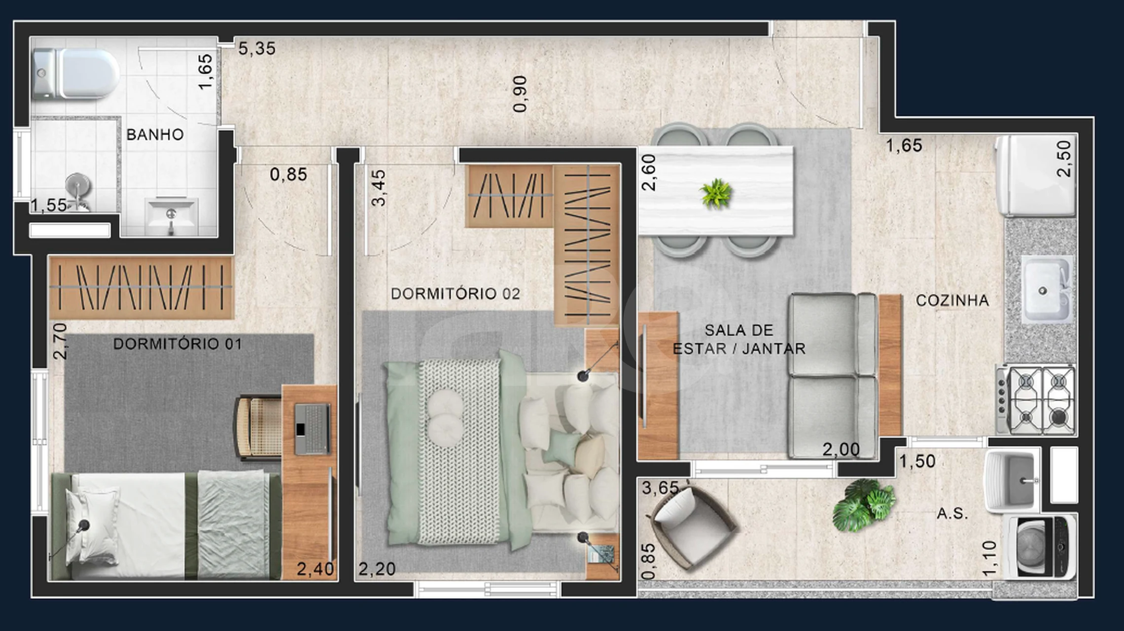 Planta — Apartamento 40,12 m²