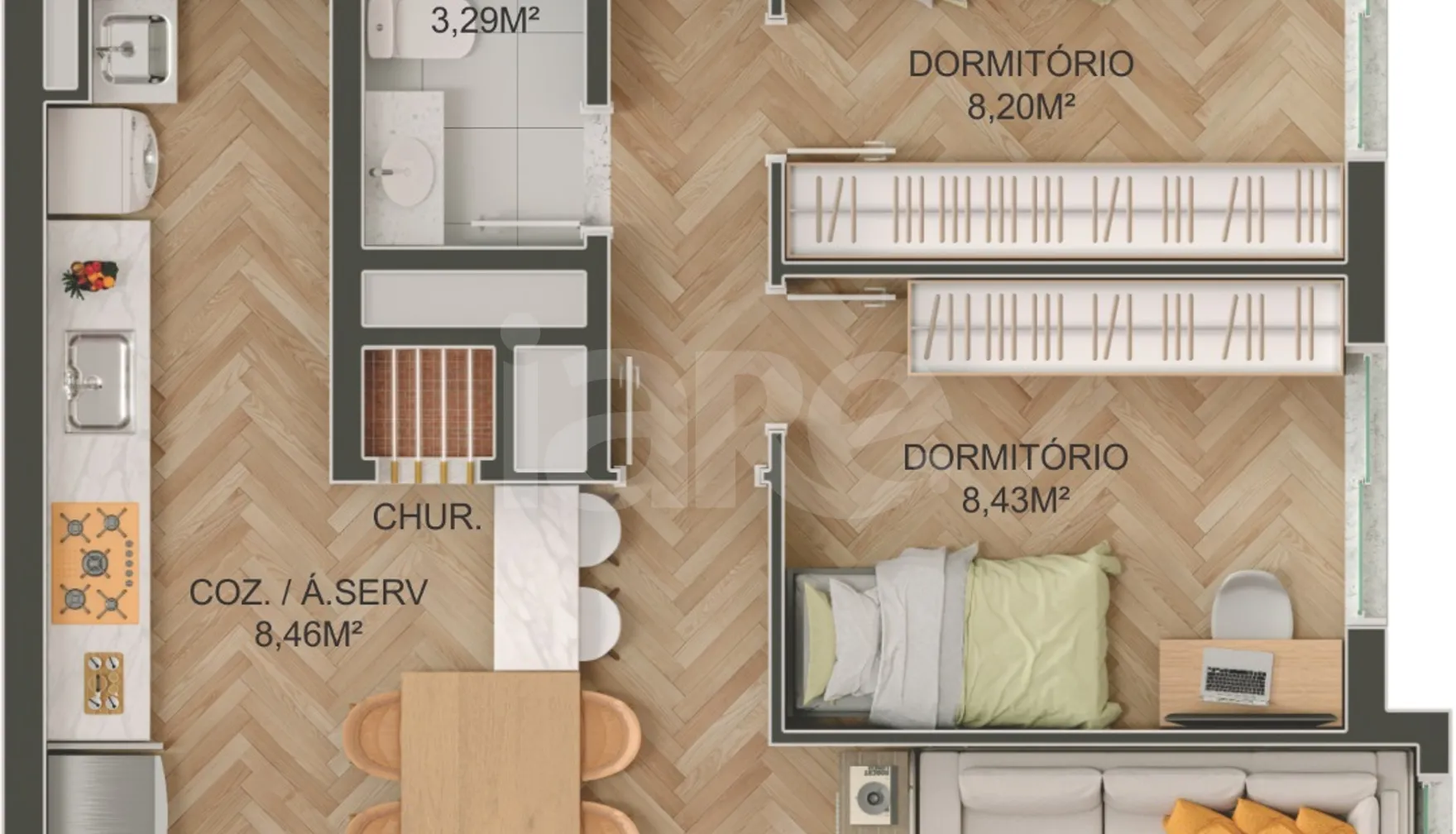 Planta — Apartamento 82,84 m²