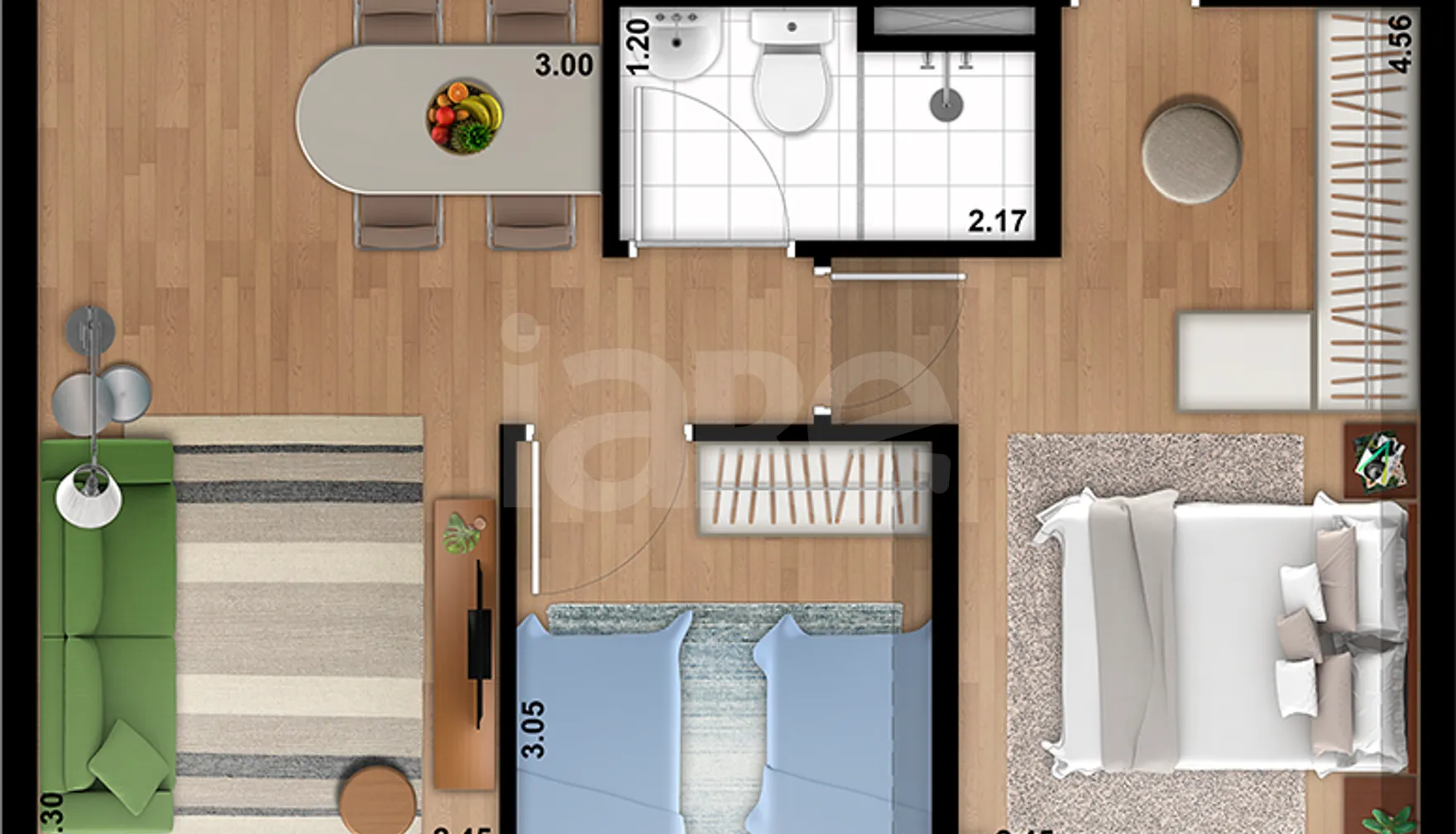 Planta — Apartamento 56,28 m²