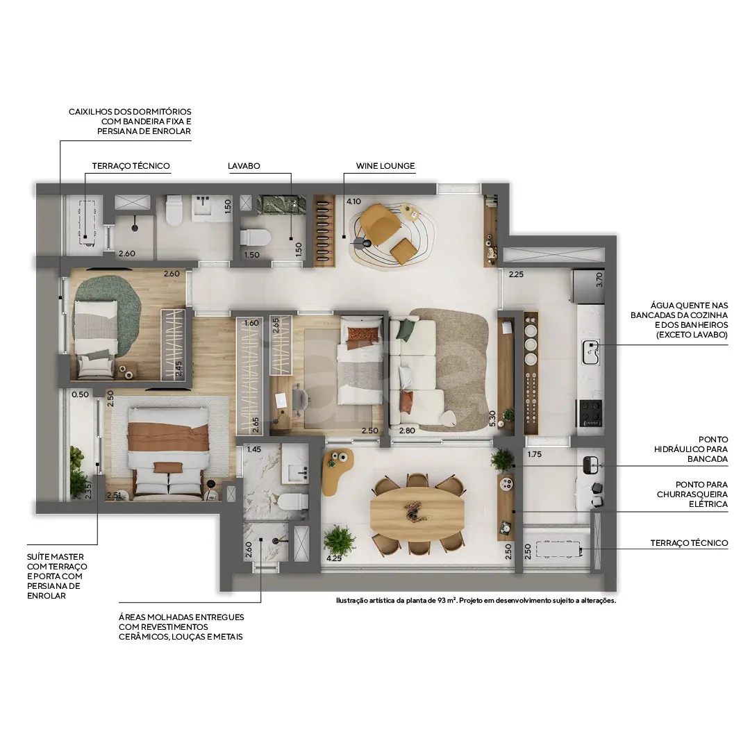 Planta — Apartamento 94,05 m²