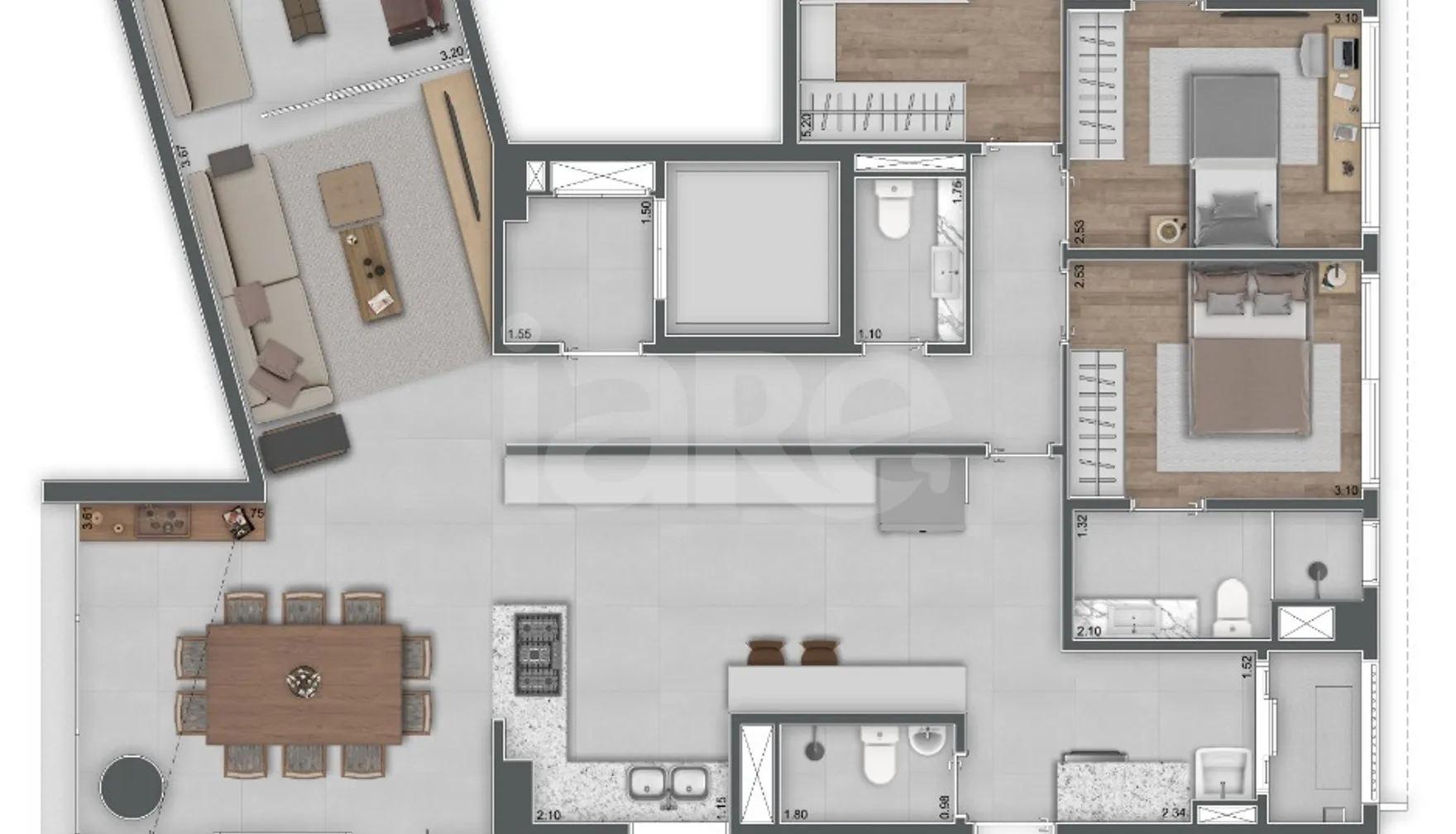 Planta — Apartamento 185,27 m²
