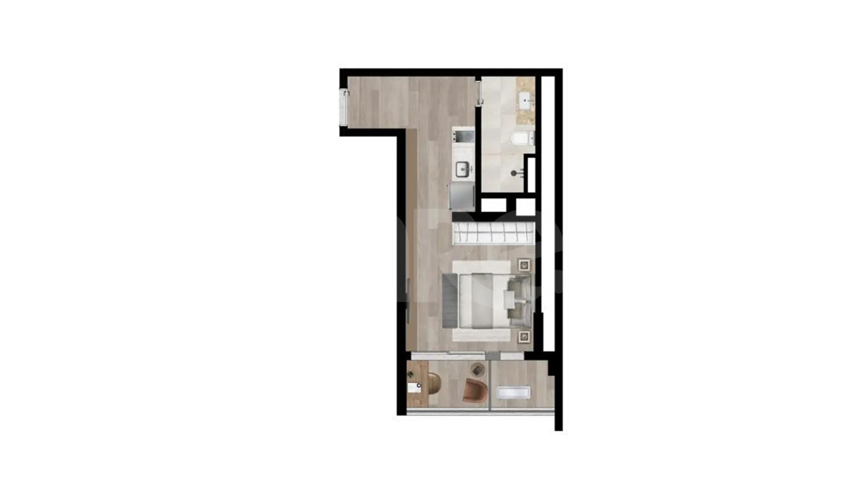 Planta — Studio 25,6 m²