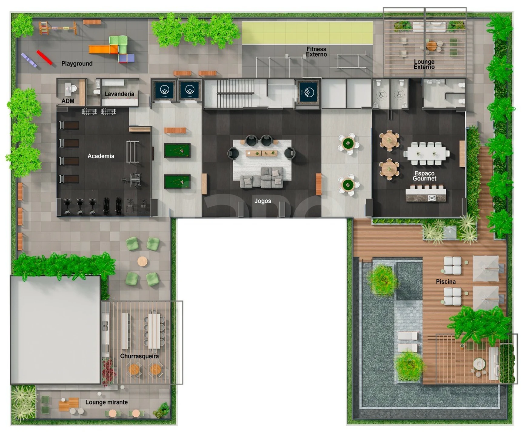 Planta — Pavimento lazer rulo