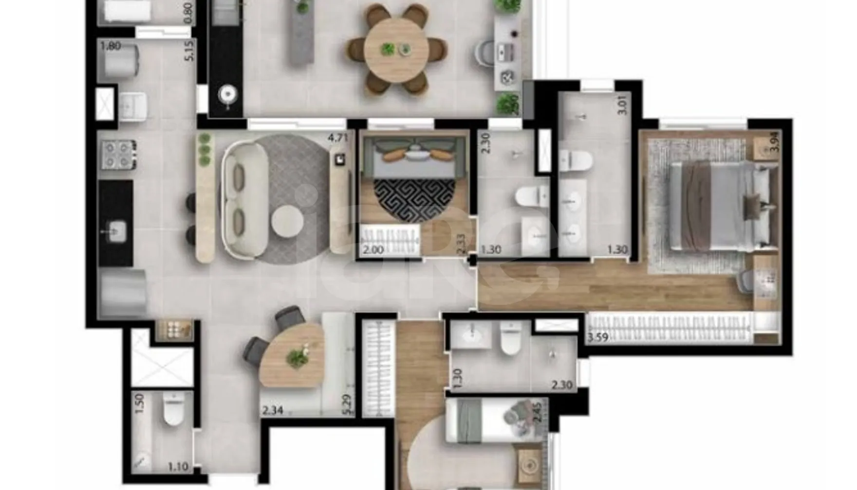 Planta — Apartamento 101 m²