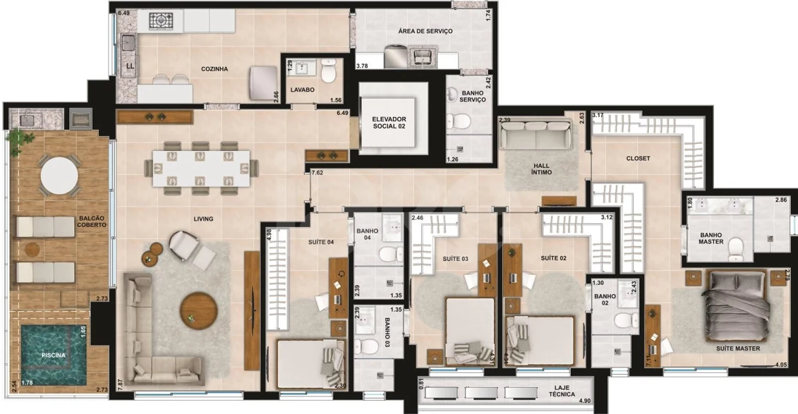 Planta — Apartamento 204,15 m²