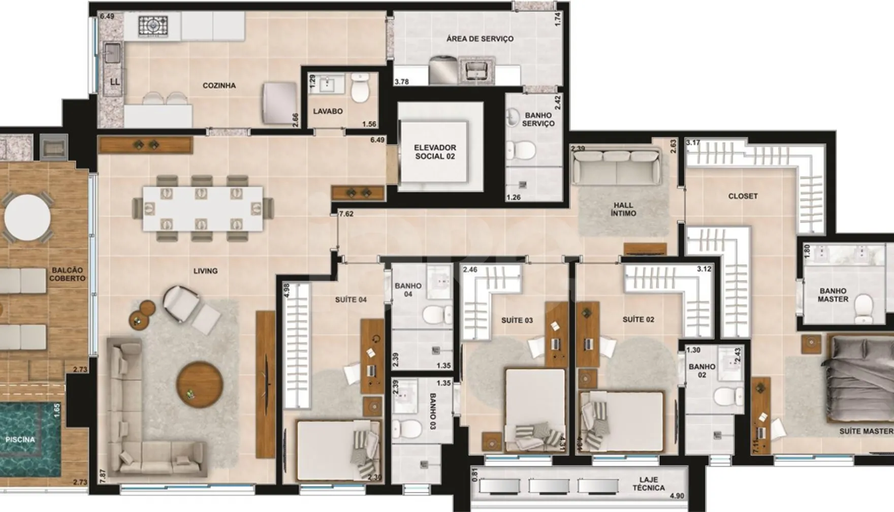 Planta — Apartamento 204,15 m²