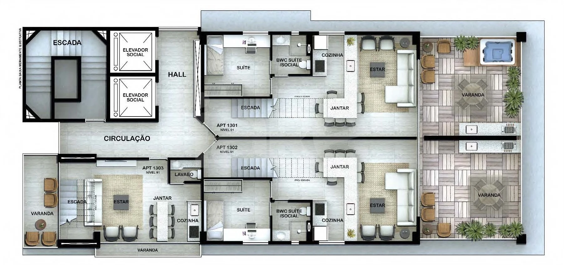 Planta — Pavimento 13 - triplex - inferior