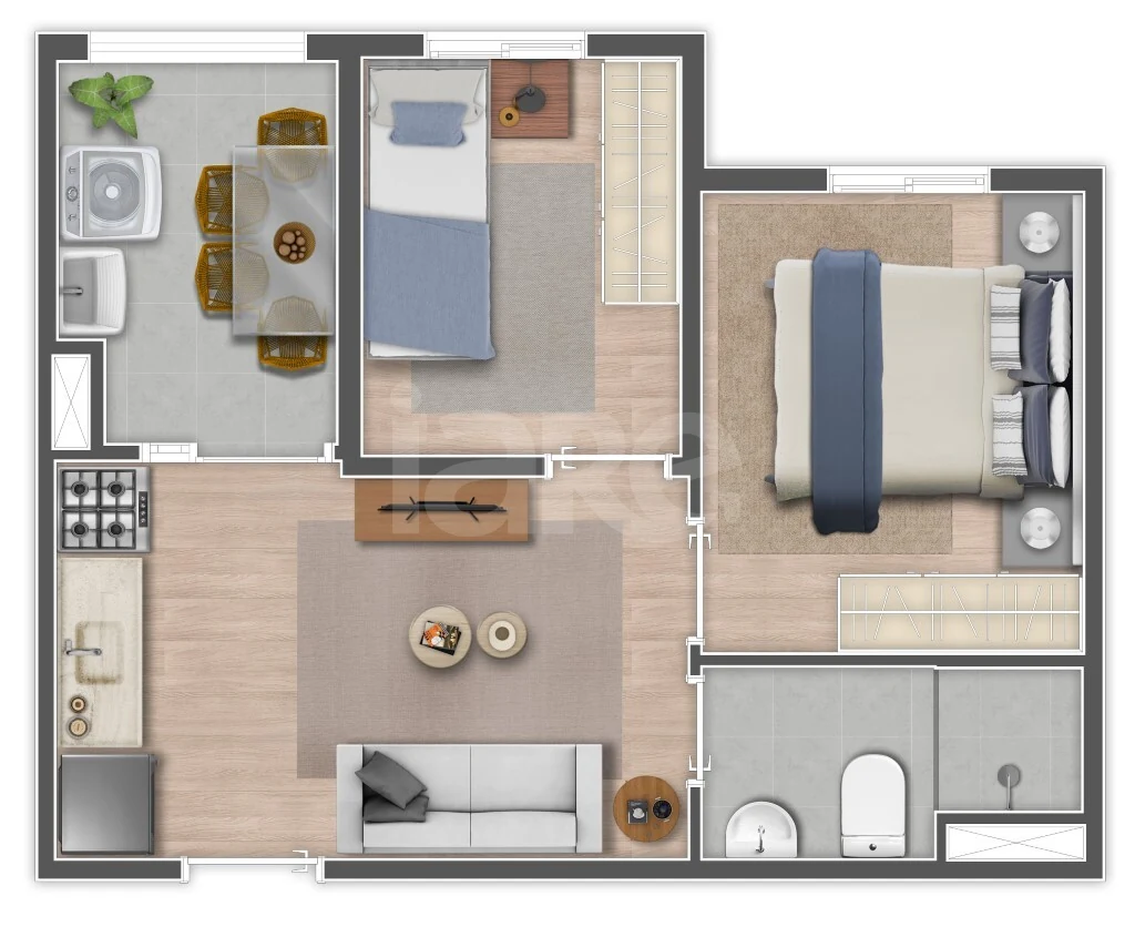 Planta — Apartamento 32,96 m²