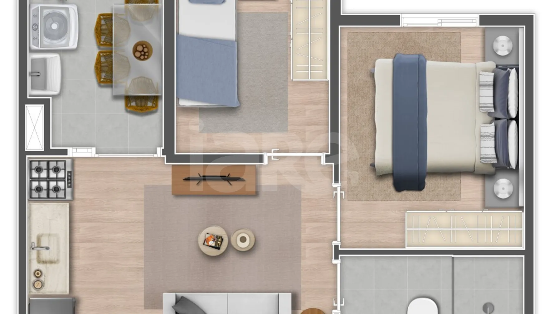 Planta — Apartamento 32,96 m²