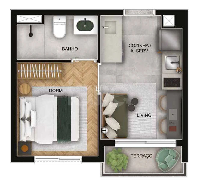Planta — Apartamento 24,39 m²