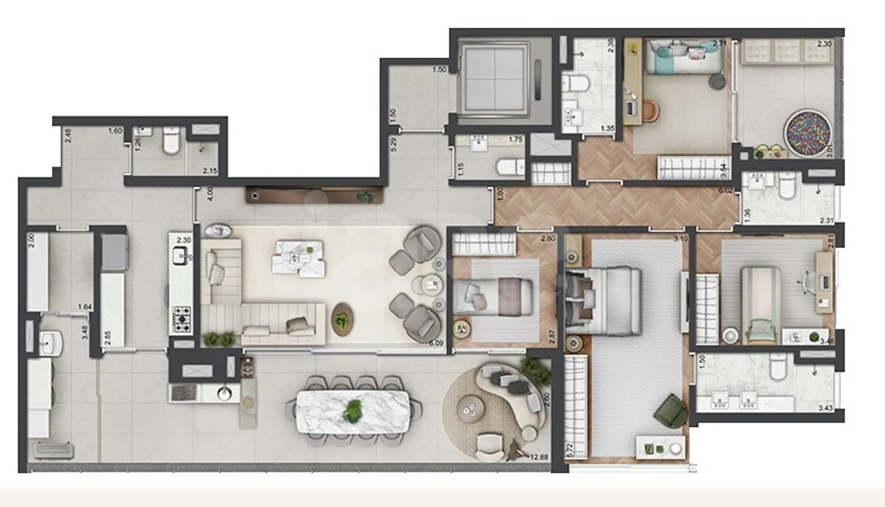 Planta — Apartamento 186 m²