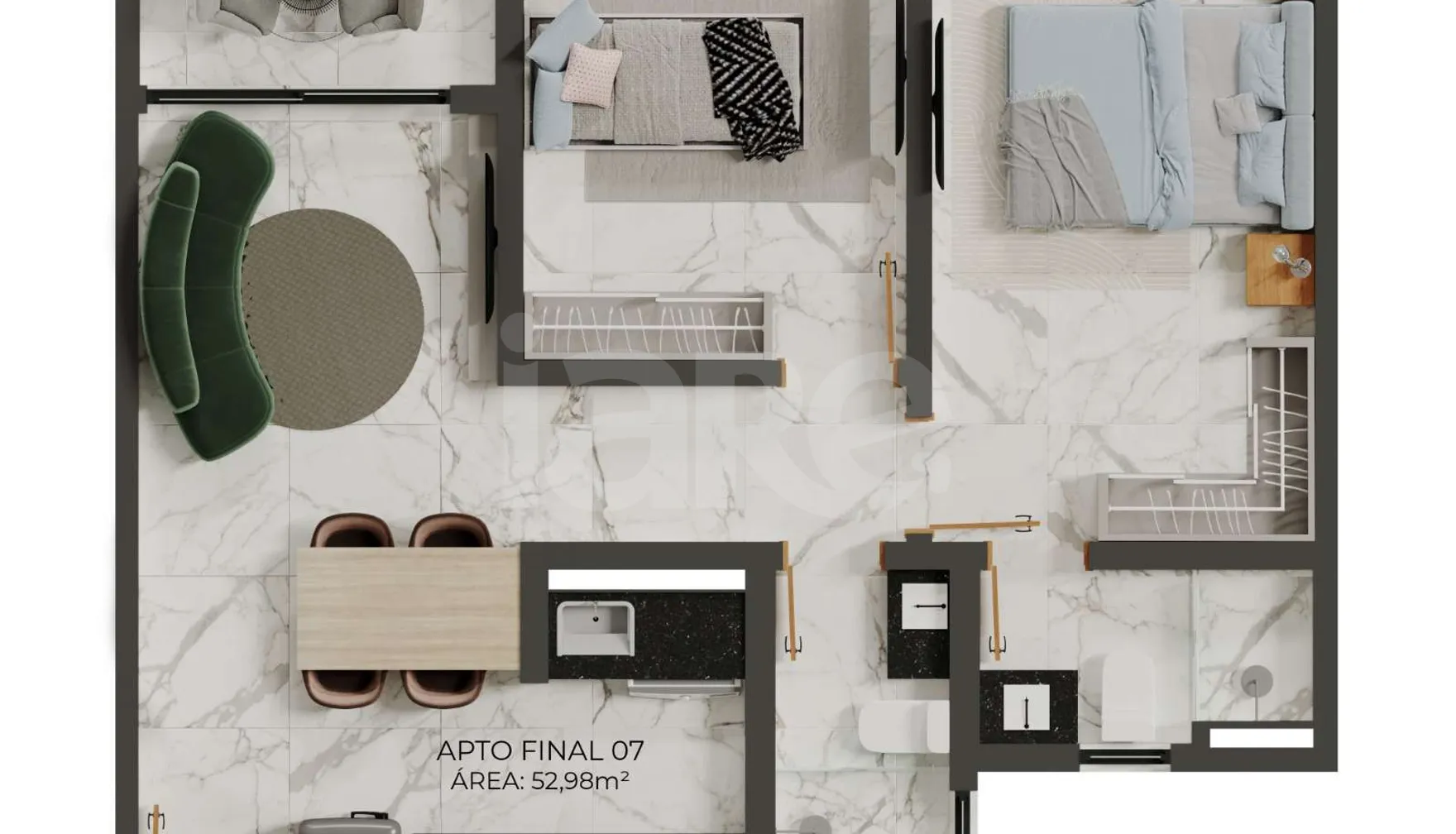 Planta — Apartamento 53 m²