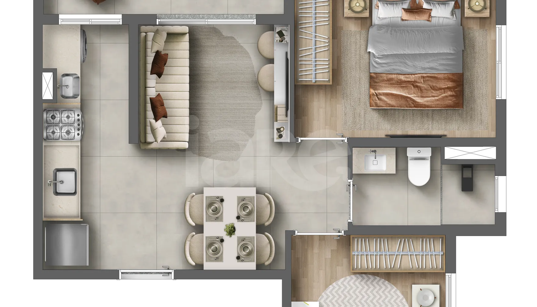 Planta — Apartamento 42,91 m²