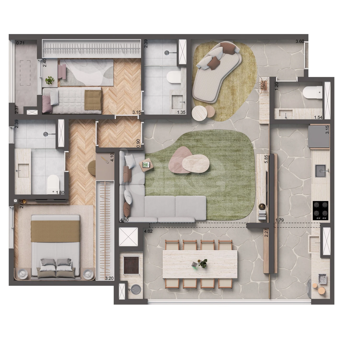 Planta — Apartamento 84,3 m²