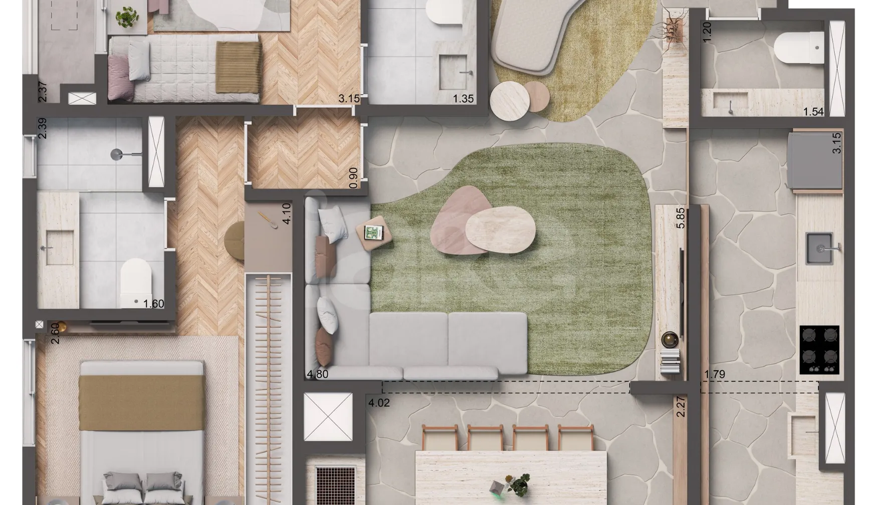 Planta — Apartamento 84,3 m²