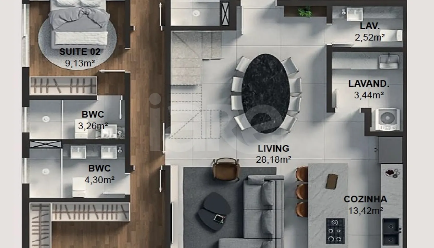 Planta — Cobertura Duplex 261 m²