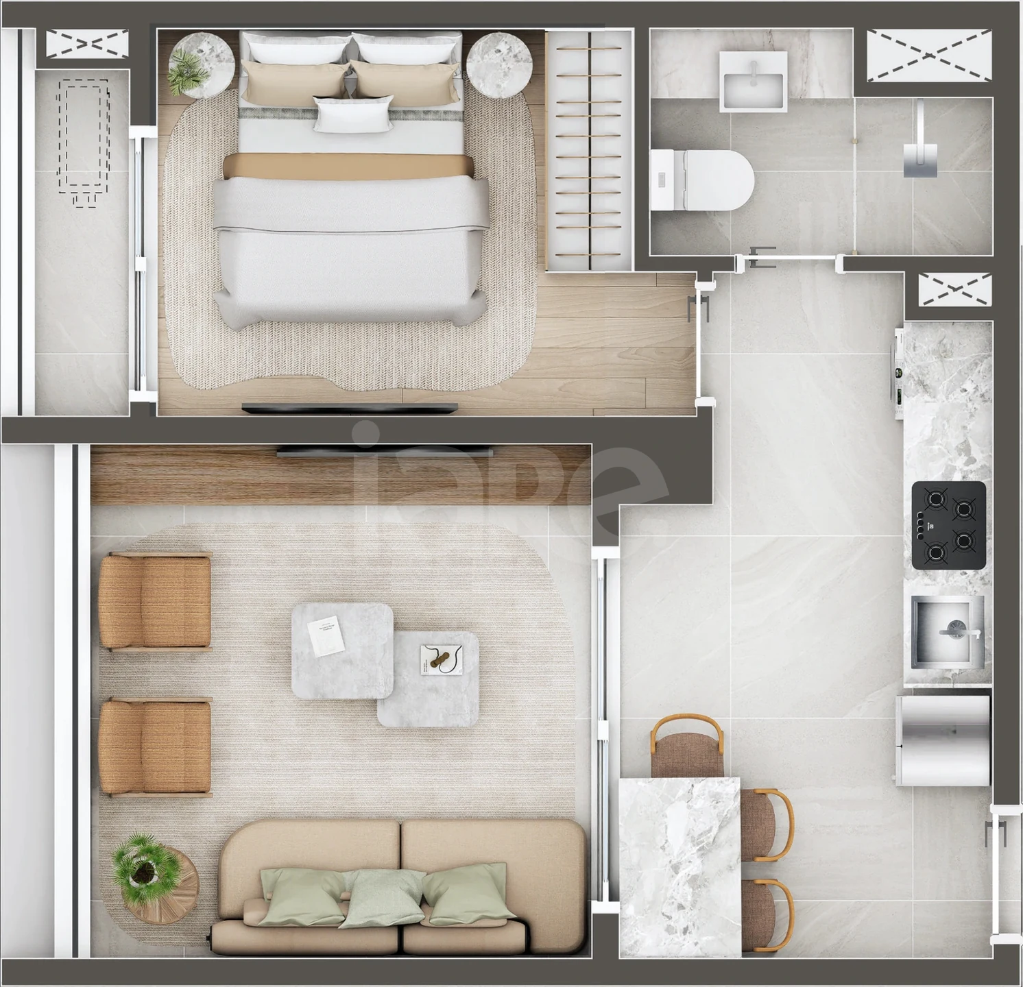 Planta — Apartamento 55,04 m²
