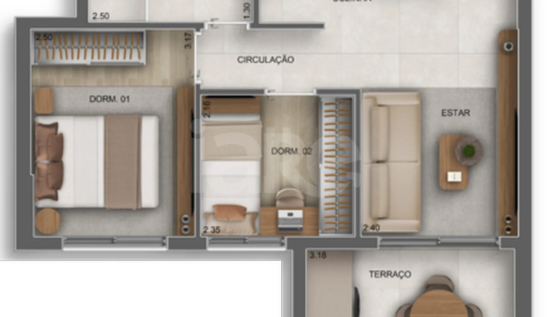 Planta — Apartamento 45 m²