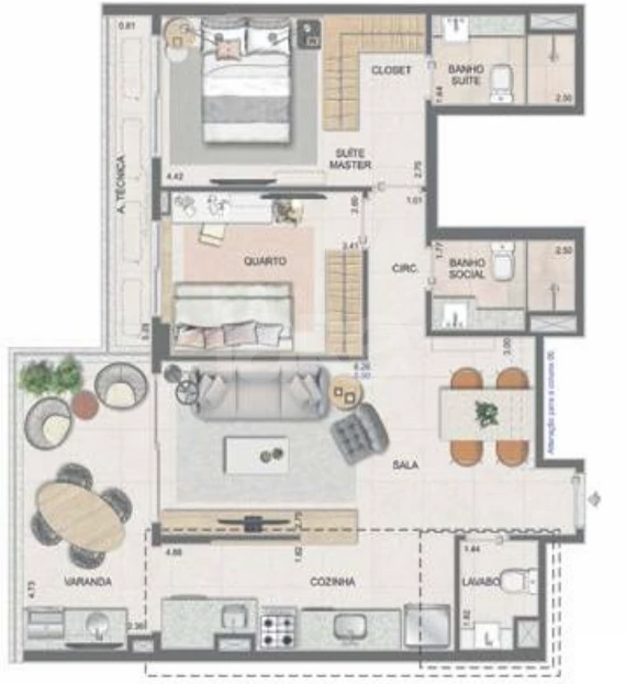 Planta — Apartamento 77,84 m²