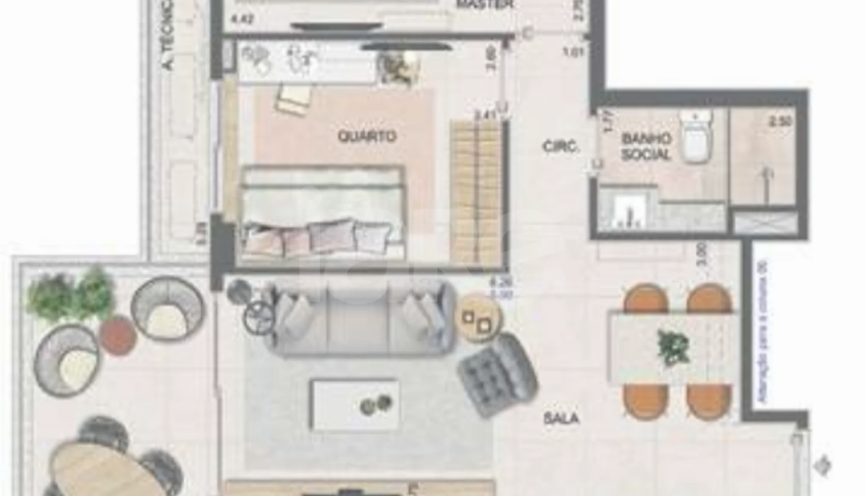 Planta — Apartamento 77,84 m²