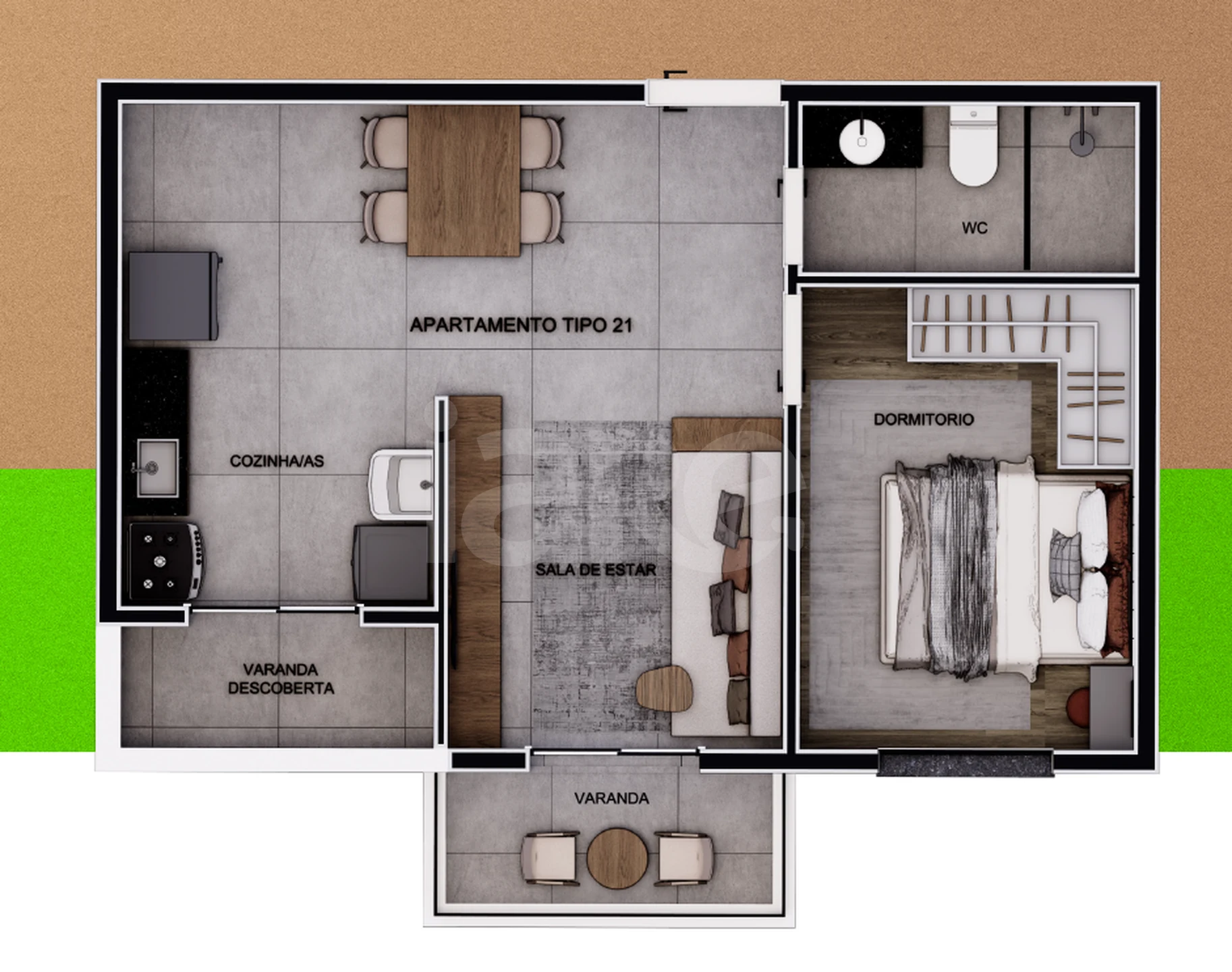 Planta — Apartamento 36,05 m²