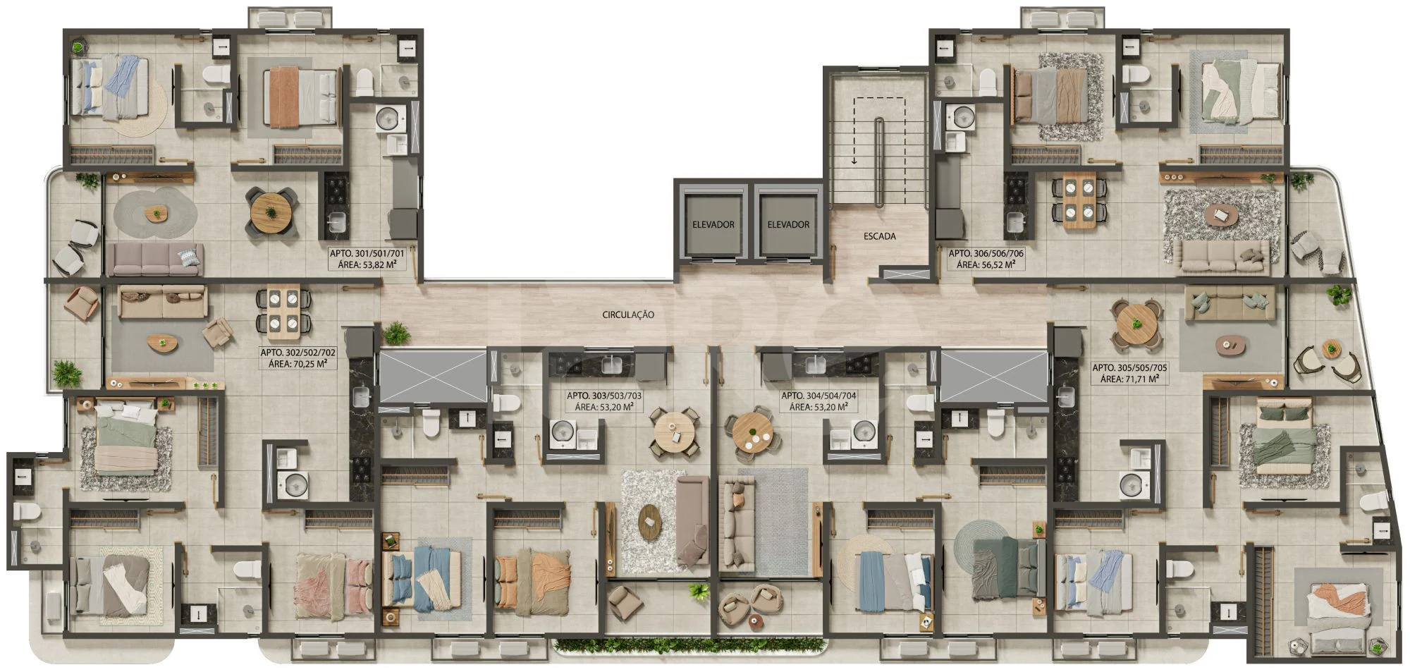 Planta — Pavimento 3, 5, 7 e 9
