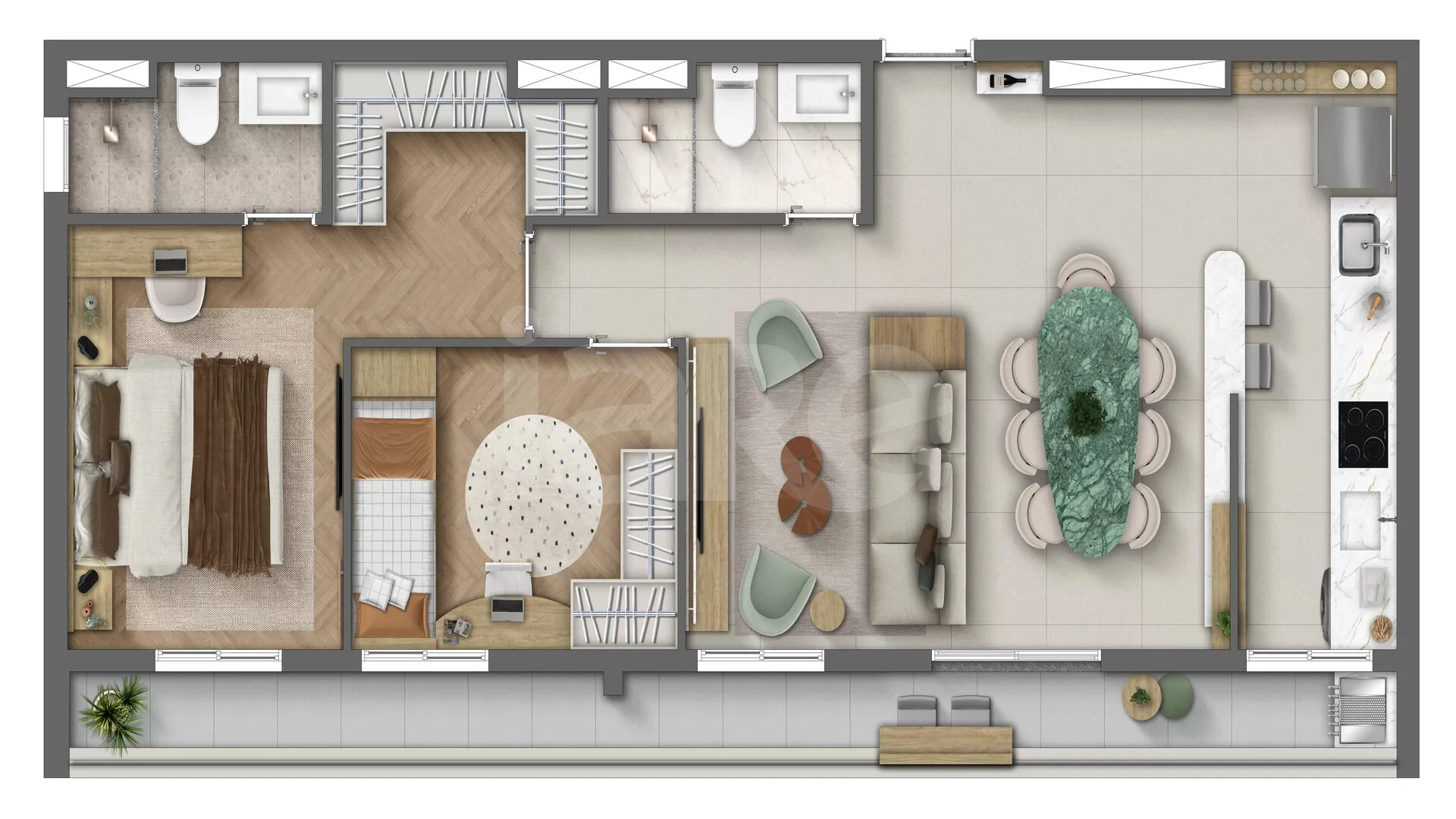 Planta — Apartamento 90,44 m²
