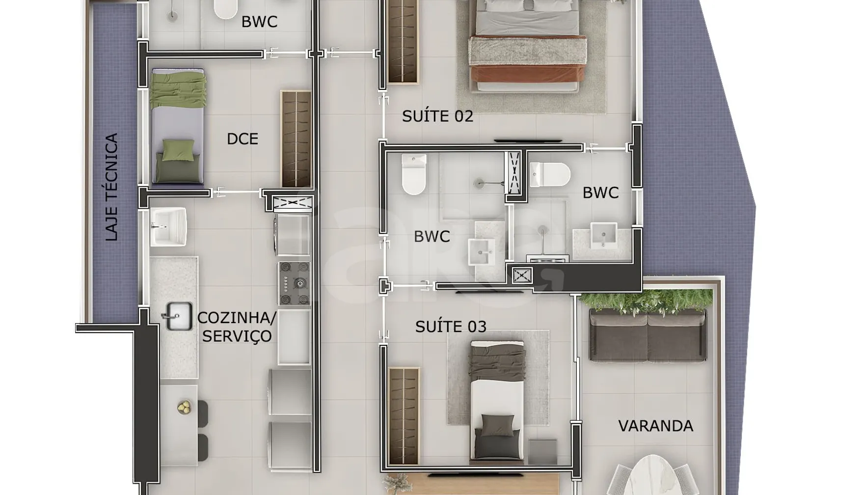 Planta — Apartamento 121,5 m²
