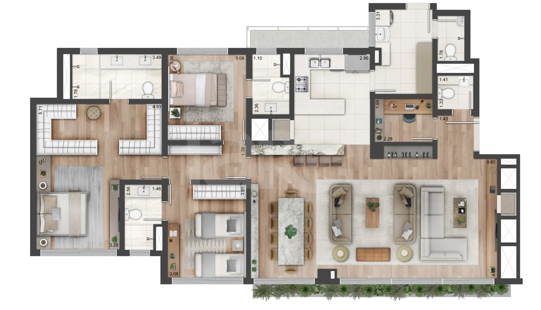 Planta — Apartamento 170,82 m²