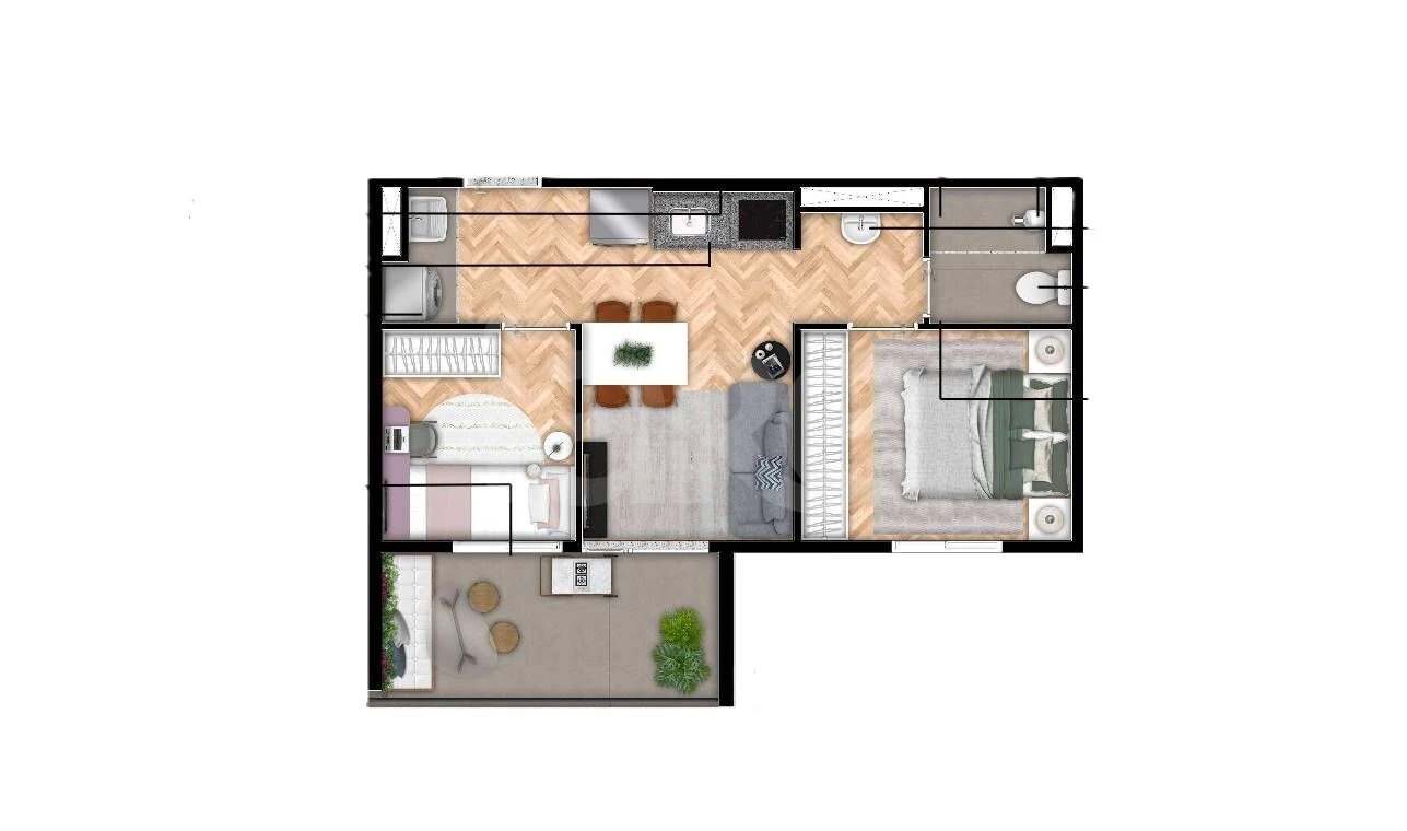 Planta — Apartamento 42,3 m²