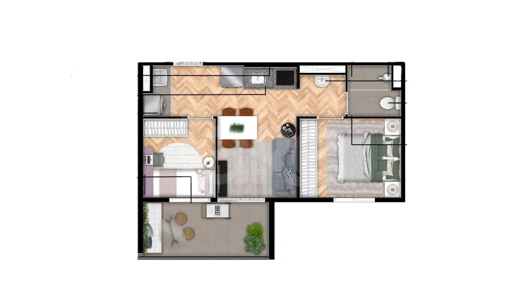 Planta — Apartamento 42,3 m²