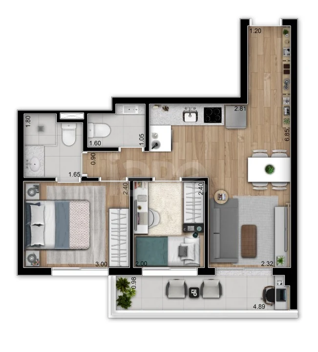 Planta — Apartamento 48,18 m²