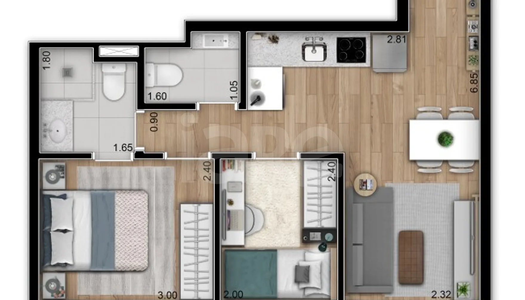 Planta — Apartamento 48,18 m²