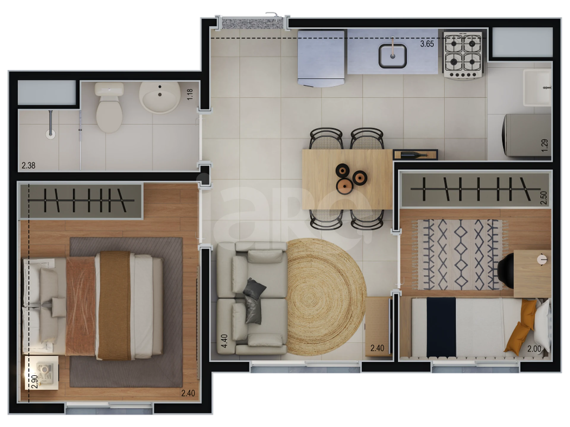 Planta — Apartamento 32,82 m²