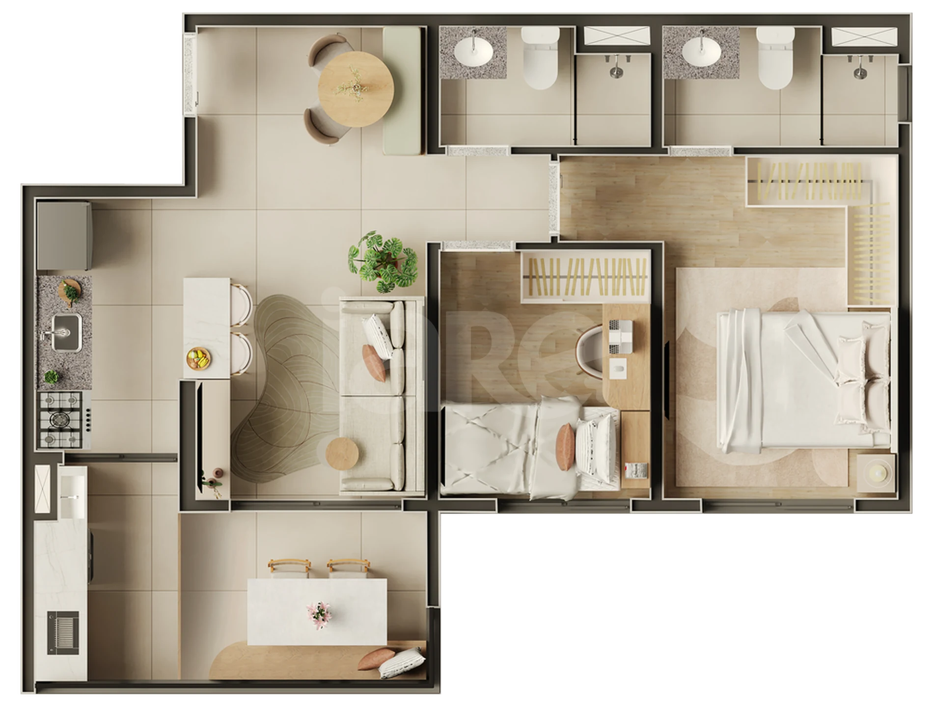 Planta — Apartamento 52,86 m²