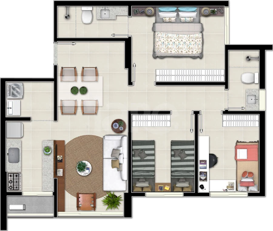 Planta — Apartamento 76,16 m²