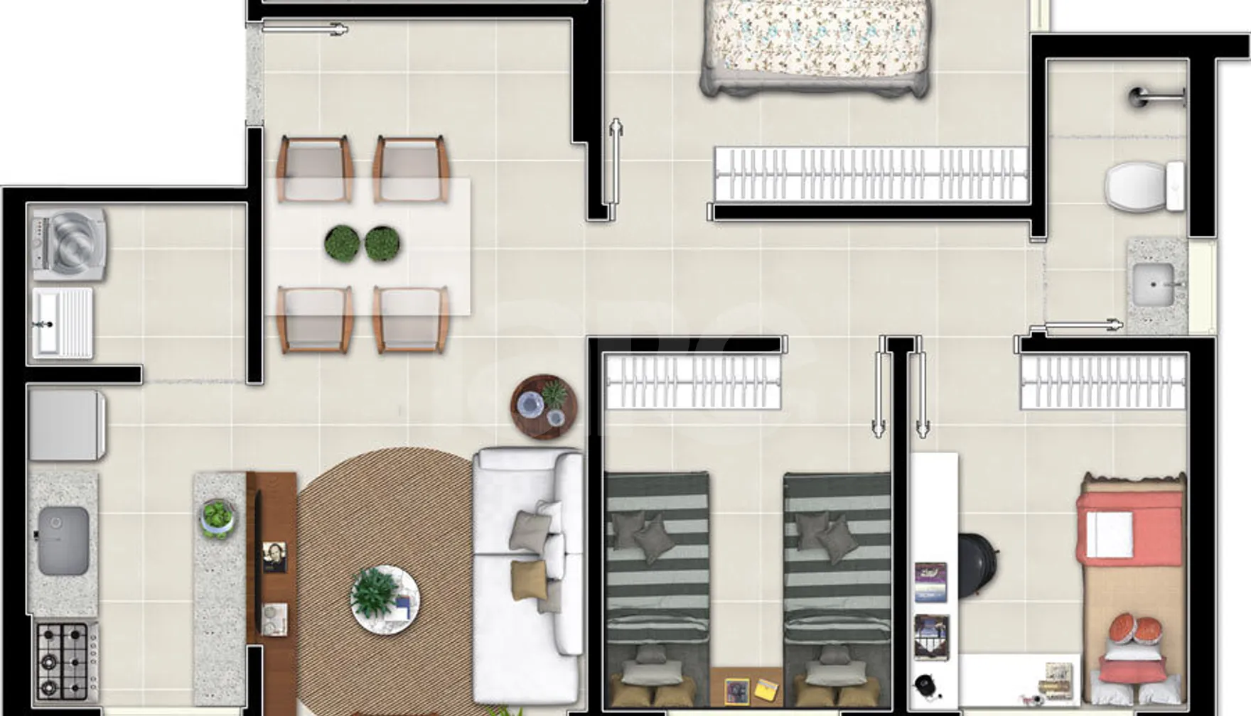 Planta — Apartamento 76,16 m²