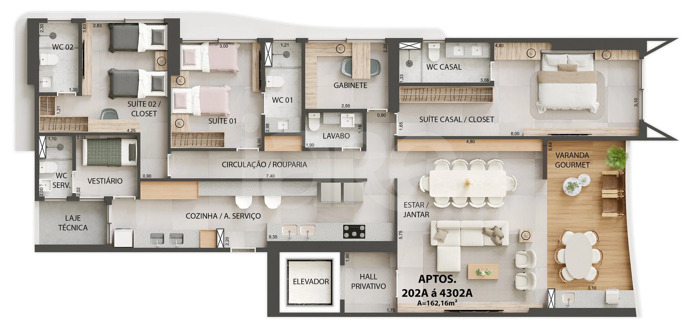 Planta — Apartamento 162,16 m²
