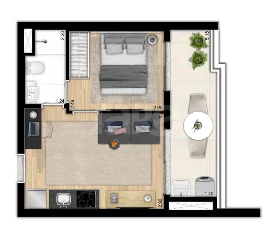 Planta — Apartamento 36,65 m²