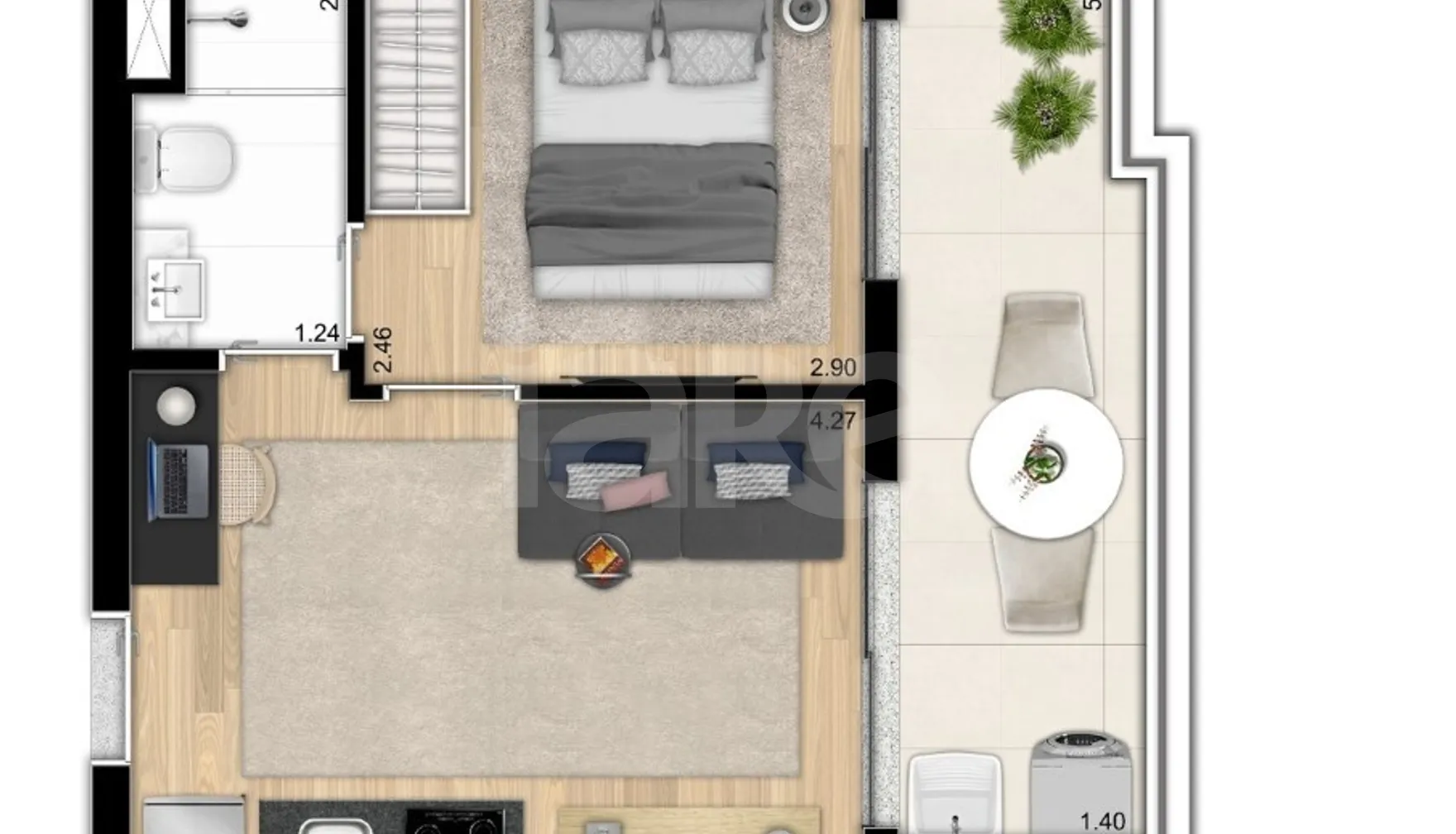 Planta — Apartamento 36,65 m²