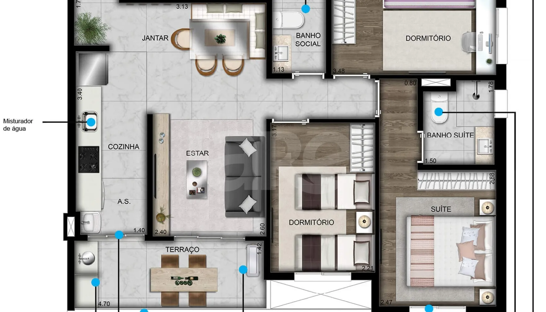 Planta — Apartamento 65 m²