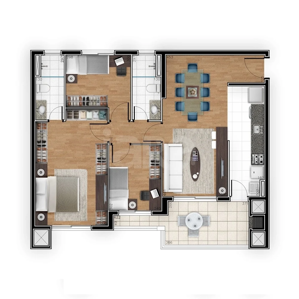 Planta — Apartamento 94,34 m²