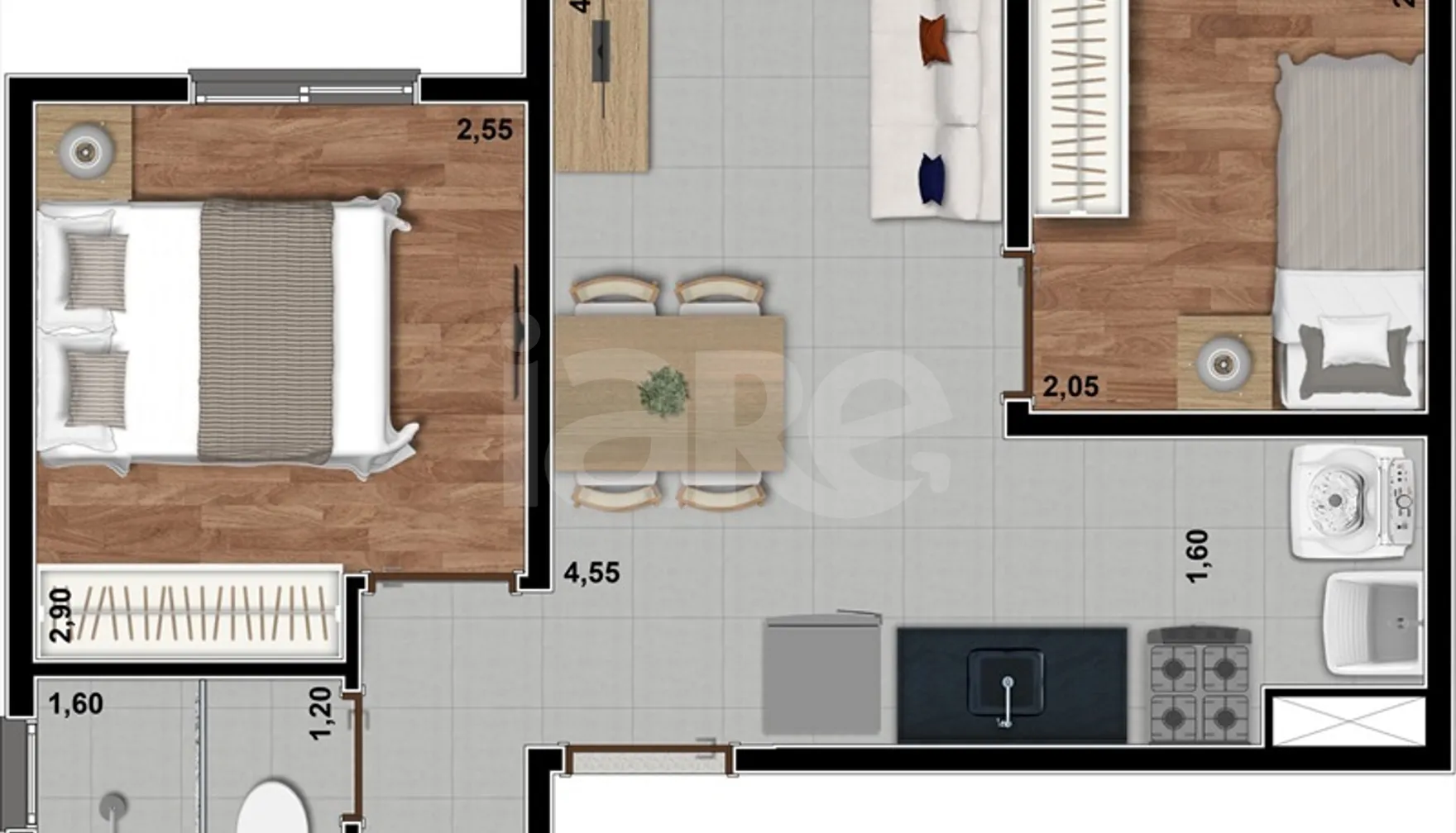 Planta — Apartamento 33,5 m²