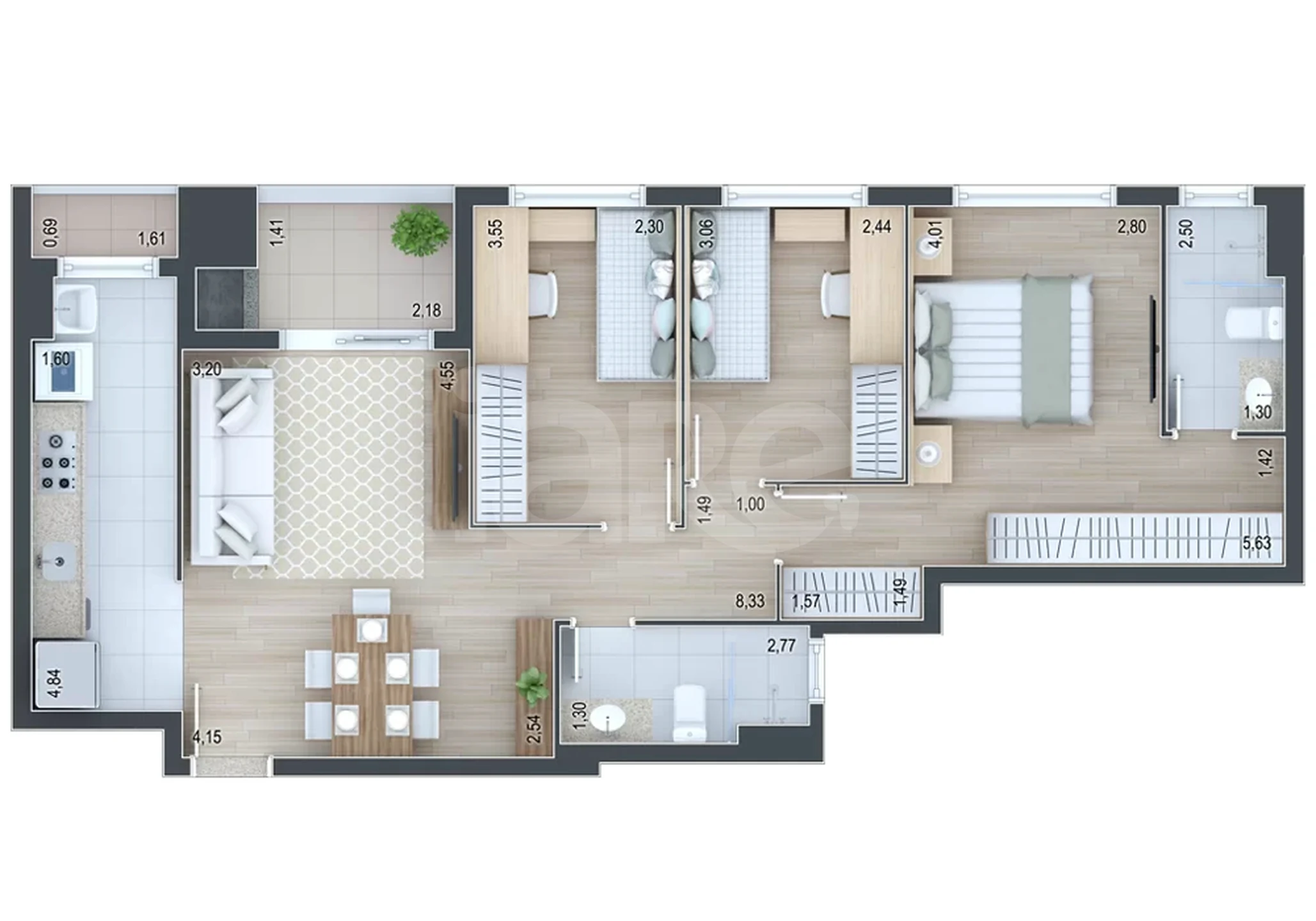Planta — Apartamento 82,36 m²