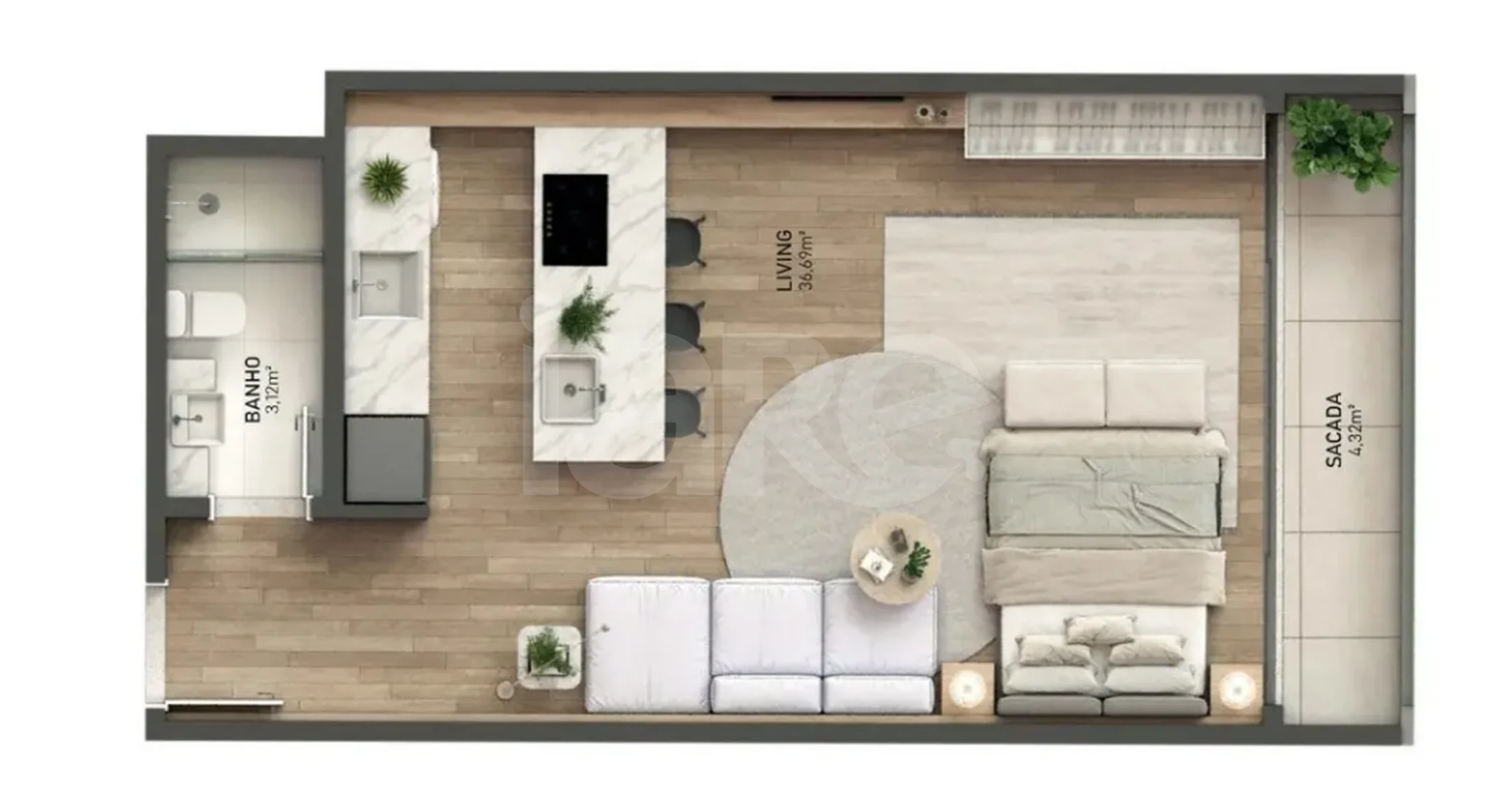 Planta — Studio 42 m²
