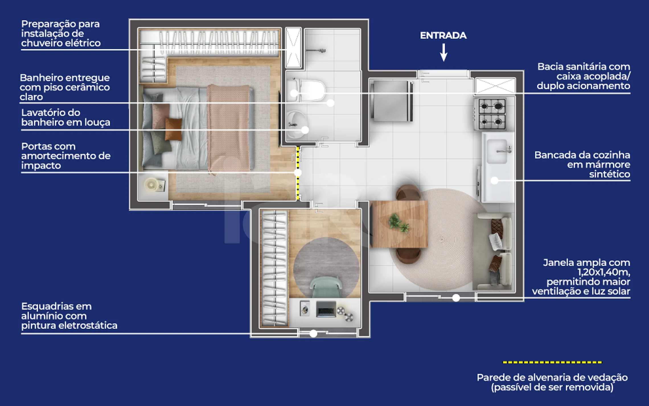 Planta — Studio 24,32 m²