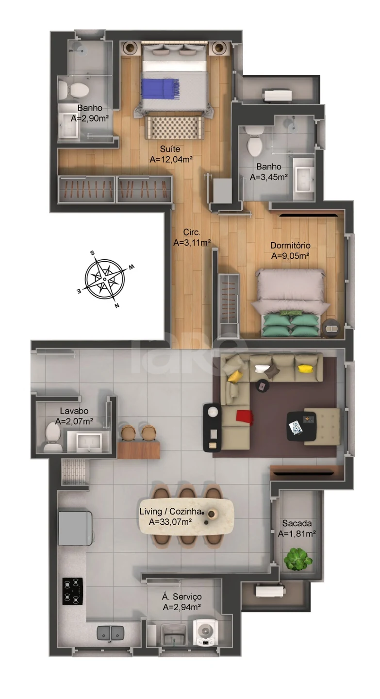 Planta — Apartamento 88,53 m²