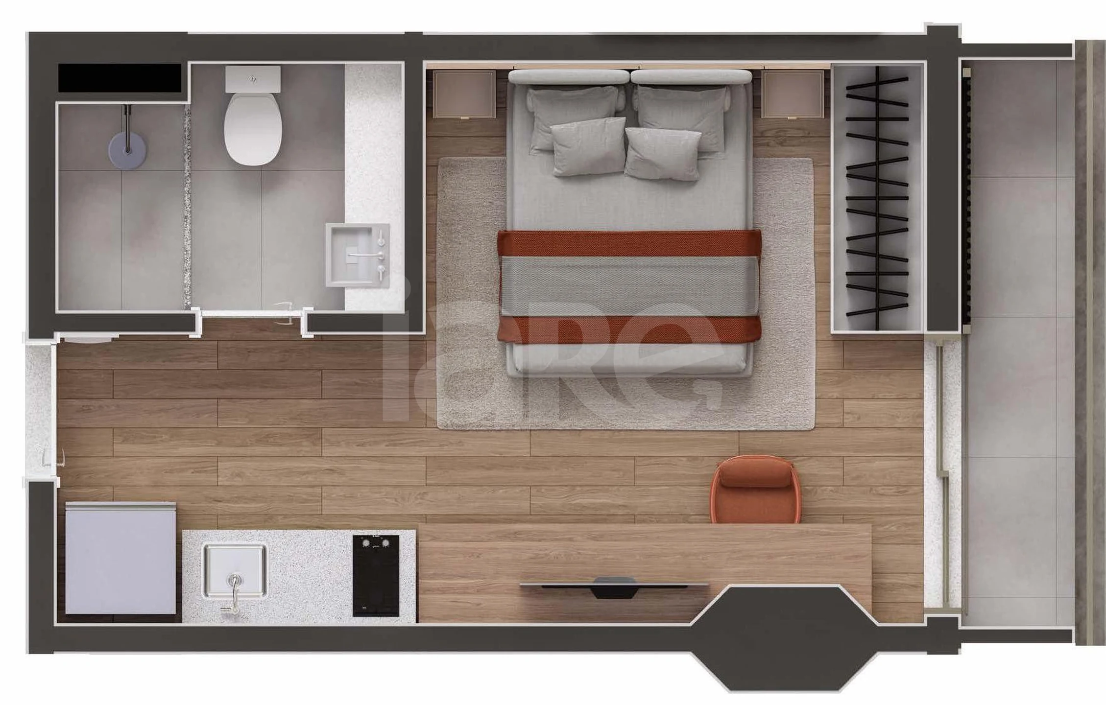 Planta — Studio 25,94 m²