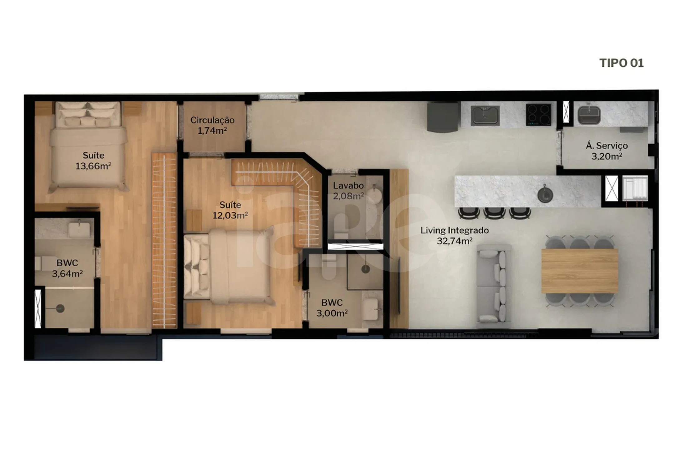 Planta — Apartamento 83,2 m²