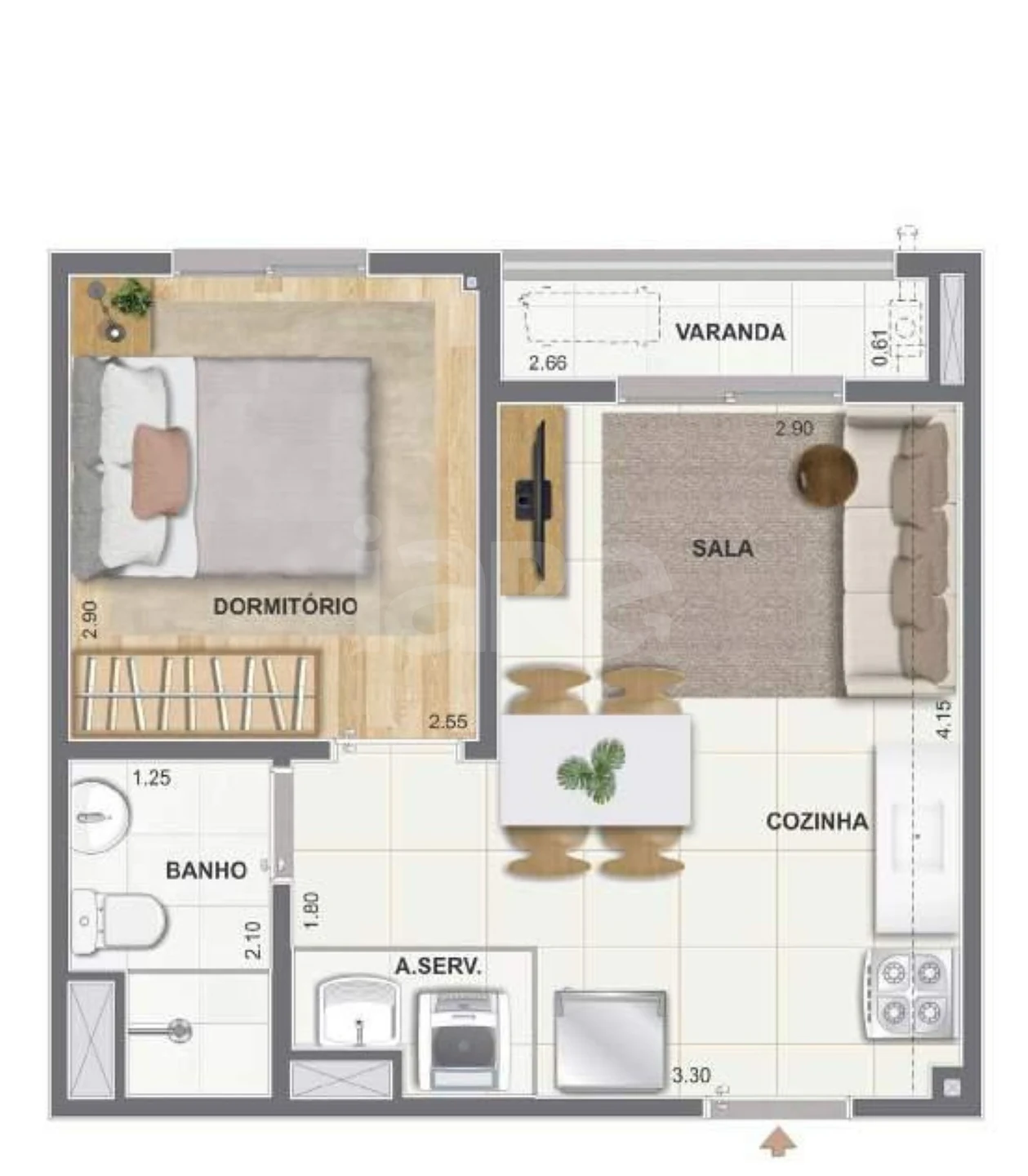 Planta — Apartamento 31,4 m²